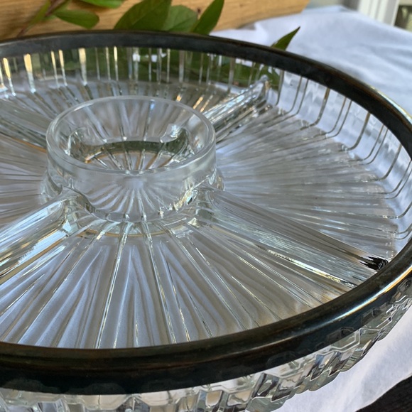 Vintage Cut Glass and Silver Serving Tray - Picture 5 of 11